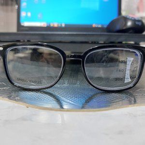 Spring Temples Readers Reading Glasses MFR24 +3.00 Black Frame